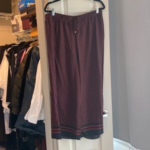 MICHAEL Michael Kors red and navy wide leg draw string pants